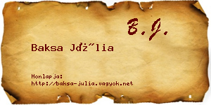 Baksa Júlia névjegykártya